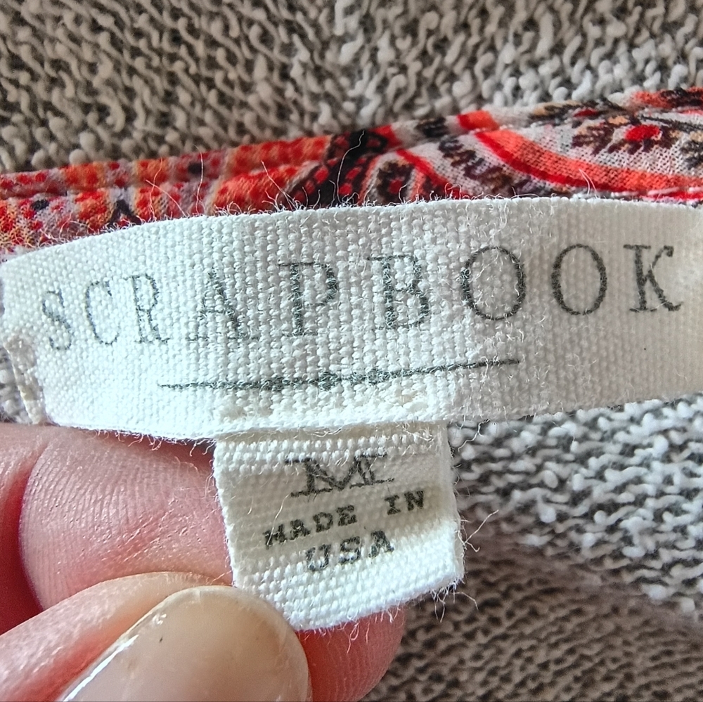 Scrapbook Gray White Cotton Boho Bohemian Open Long Cardigan Sweater - Picture 11 of 16